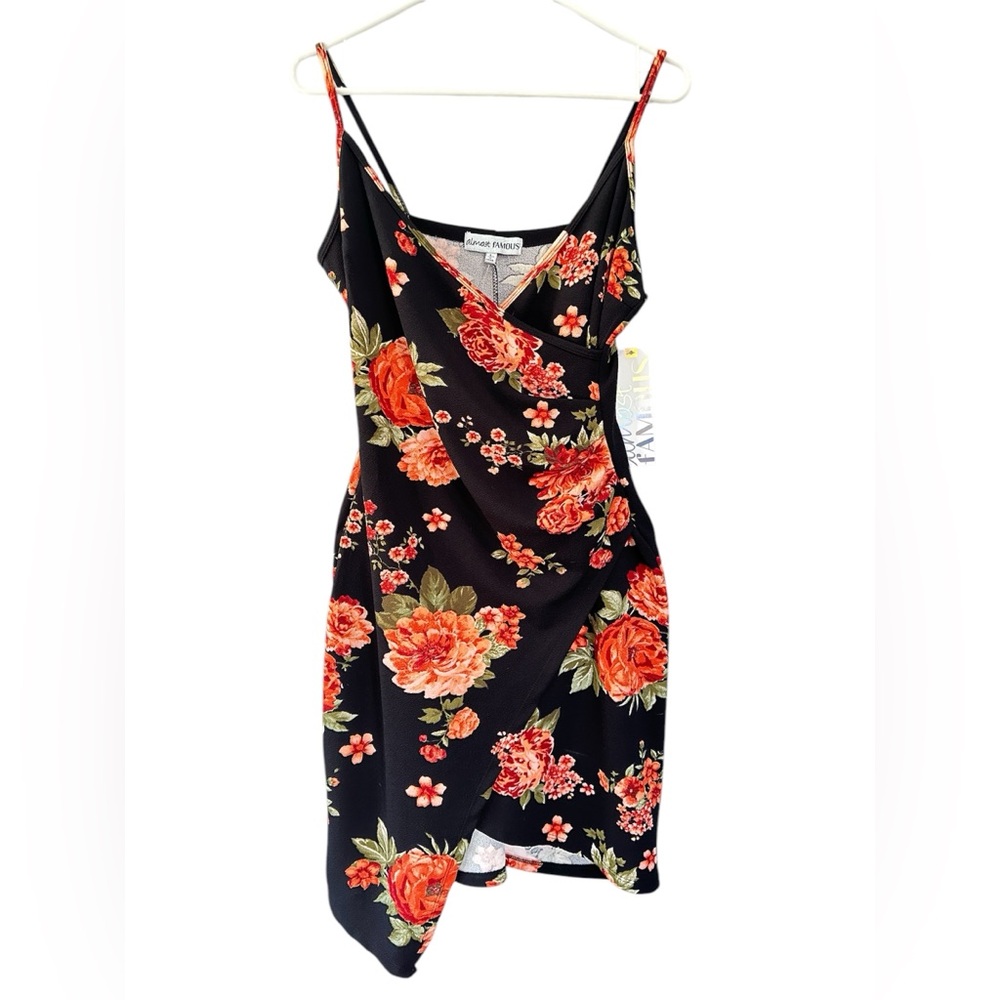 Women’s Almost Famous Floral Black Dress Large, Tank Top Midi Dress
